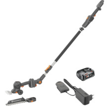 Husqvarna Akku-Gras- und Strauchschere mit Teleskopstiel, zwei Aufsätzen, Bosch 18 Volt 2,0 Amperestunden Akku und Ladegerät.