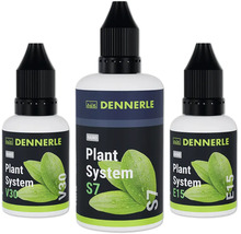 Dennerle Nano Plant System Set bestehend aus V30, S7 und E15 Pflanzendünger für das Aquarium in Tropfflaschen.