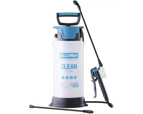 Gloria Clean 500 Drucksprühgerät mit fünf Liter Fassungsvermögen, EPDM-Dichtungen, Tragegriff und Sprühlanze.