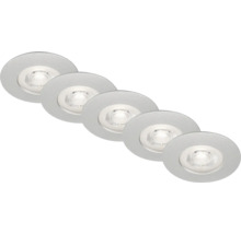 Set aus fünf runden LED Einbaustrahlern für den Deckeneinbau