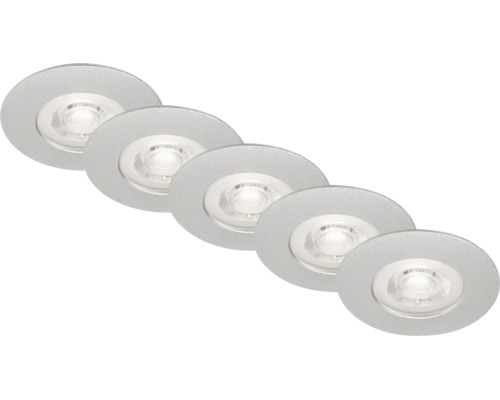 Set aus fünf runden LED Einbaustrahlern für den Deckeneinbau