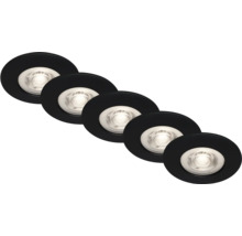 Set aus fuenf runden LED Einbaustrahlern fuer die Deckenmontage
