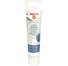 Alpina Logo auf einer Tube Fugenweiß für Bad und Küche zur Auffrischung alter und verschmutzter Fugen.