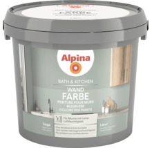 Alpina Wandfarbe Bath und Kitchen im Farbton Sage, matt, für Räume mit hoher Luftfeuchtigkeit, Reichweite circa 20 Quadratmeter.