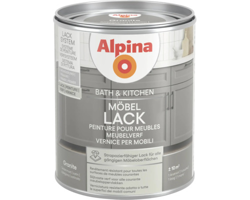 Alpina Bath und Kitchen Möbellack in Granite, seidenmatt, für circa 10 Quadratmeter.