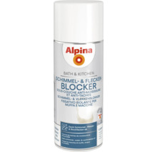 Weiße Alpina Bath and Kitchen Schimmel- und Fleckenblocker Spraydose für Bad und Küche zum Abdecken von Schimmel- und Wasserflecken.