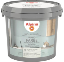 Alpina Wandfarbe Bath und Kitchen für Räume mit hoher Luftfeuchtigkeit matt Farbton Agave Reichweite circa 20 Quadratmeter.