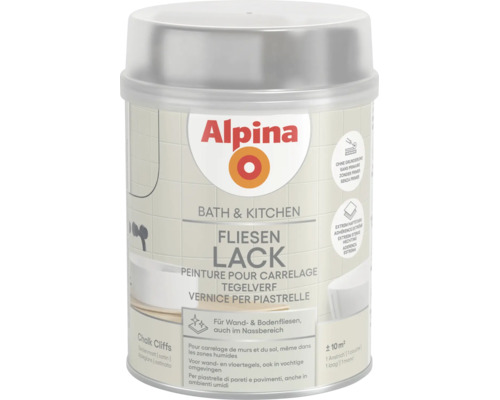 Alpina Fliesenlack Bath und Kitchen Chalk Cliffs seidenmatt für Wand- und Bodenfliesen für circa 10 Quadratmeter ohne Grundierung.