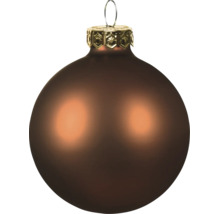 Matte braune Weihnachtskugel mit goldfarbener Aufhängung.