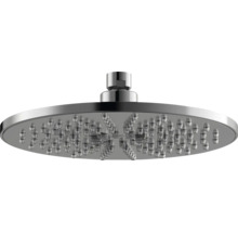 Runde Kopfbrause aus verchromtem Metall mit Silikondüsen für einen gleichmäßigen Regenstrahl.