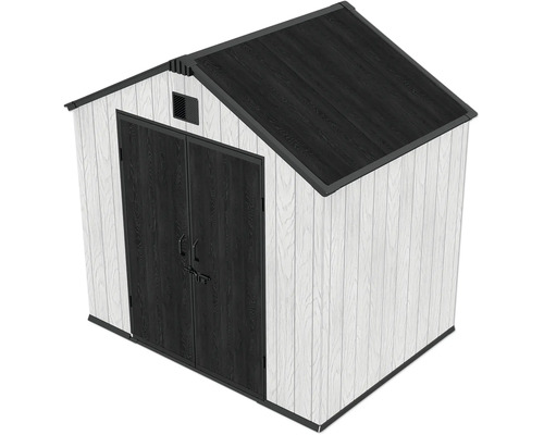Gerätehaus mit Satteldach und Doppeltür in Holzoptik