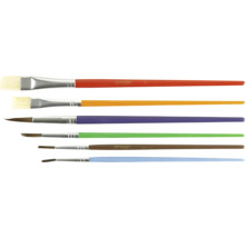 Stylex Pinselset mit sechs Pinseln, bestehend aus Flachpinseln und Rundpinseln für diverse Maltechniken.