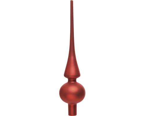Christbaumspitze aus Glas in Rot mit matter Oberfläche