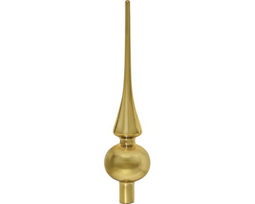 Christbaumspitze aus Glas in Gold, traditionelle Form mit langer Spitze.