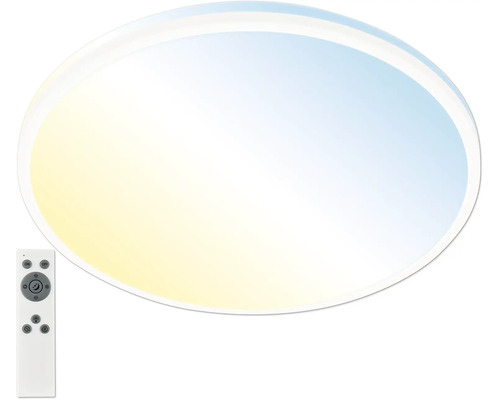 Runde LED Deckenleuchte mit Fernbedienung und einstellbarer Farbtemperatur von Warmweiß bis Kaltweiß.
