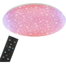 Runde LED-Deckenleuchte mit Sternenhimmel-Effekt und Fernbedienung.