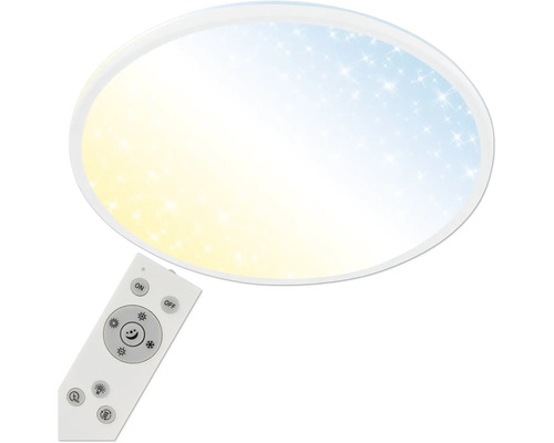 LED-Deckenleuchte mit Sternenhimmel-Effekt, einstellbarer Farbtemperatur von Warmweiß bis Kaltweiß und Fernbedienung.