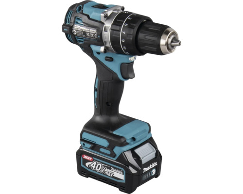 Makita Schlagbohrschrauber mit 40 Volt maximalem XGT Lithium-Ionen-Akkumulator und Schnellspannbohrfutter.