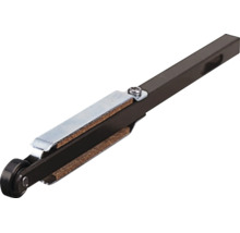 Rollenhalter für Schiebefenster oder Schiebetüren aus Metall mit Rolle und Gleitflächen.