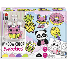 Marabu Window Color Sweeties Bastelset mit 34 Motiven und 6 Farben je 25 Milliliter für Fensterbilder.