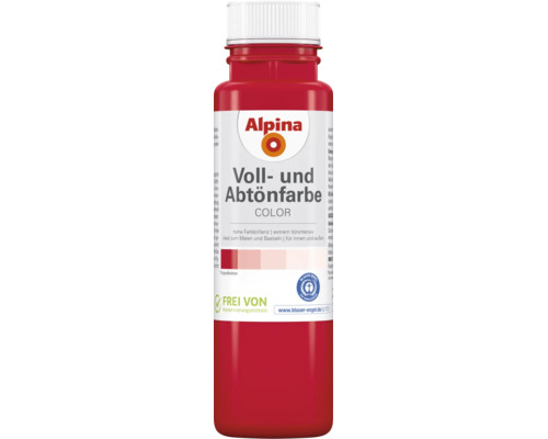 Alpina Voll- und Abtönfarbe COLOR in Rot, umweltfreundlich und konservierungsmittelfrei, für innen und außen, zum Malen und Basteln.
