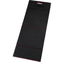 Zusammenklappbare Kniematte aus Schaumstoff von Virax mit Tragegriff in Schwarz und Rot, Virax Logo.
