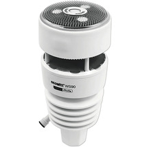 Weißer Ecowitt WS90 7 in 1 Außensensor für Wetterstation mit Solarpanel und Ultraschall-Anemometer.