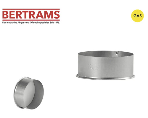 Bertrams Logo, Symbol für Gas, Wandrohrfutter aus Metall für Gas-Abgasrohre.