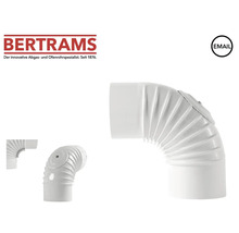 Bertrams Ofenrohrbogen mit Reinigungsöffnung, emailliert. Bertrams Logo.
