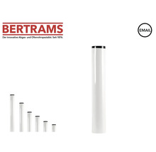 Bertrams Logo, Bertrams Ofenrohr aus weißer Emaille in verschiedenen Längen und Emaillesiegel.