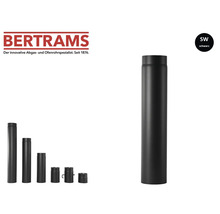 Bertrams Ofenrohr aus Stahl in Schwarz, verschiedene Längen und Ausführungen. Bertrams Logo.