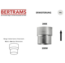 Bertrams Erweiterung für Ofenrohre aus feueraluminiertem Stahlblech von 100 Millimeter auf 200 Millimeter.