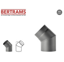 Bertrams Logo. Ofenrohrbogen 45 Grad, gussgrau.
