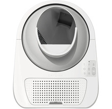 Selbstreinigende Katzentoilette von Catlink, weiß, automatische Reinigung, mit Bedienfeld und integrierter Einstiegsstufe.