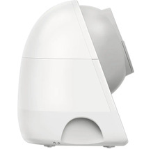 Seitenansicht einer automatischen selbstreinigenden Katzentoilette aus Kunststoff mit kuppelförmigem Gehäuse.