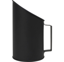 Schwarze Kohleschütte aus Metall mit seitlichem Griff