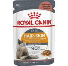 Royal Canin Katzen Nassfutter Hair und Skin Care, 85 Gramm Beutel für gesunde Haut und glänzendes Fell.