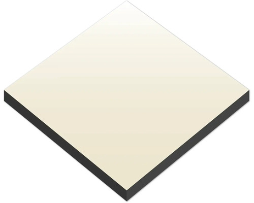 Quadratische Platte mit cremefarbener Oberfläche und schwarzem Kern.