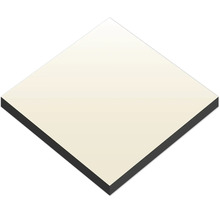 Quadratische Fliese mit heller Oberfläche und dunkler Kante.