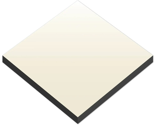 Quadratische Fliese mit heller Oberfläche und dunkler Kante.