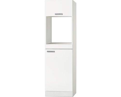 Optifit Backofen/Kühlumbauschrank für 88er Einbaukühlschrank Oslo214 BxTxH 60 x 57,1 x 206,8 cm weiß matt zerlegt Anschlag reversibel KUOS HOMK660-9+ Weißer Küchenhochschrank mit offenem Fach und einer Tür