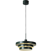 Moderne Pendelleuchte mit dreistufigem, zylindrischem Metallschirm und Deckenbaldachin.