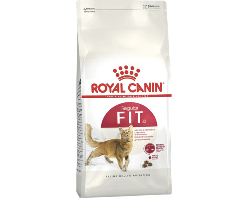 Royal Canin Trockenfutter Regular Fit 32 für ausgewachsene Katzen in wiederverschließbarem Beutel.
