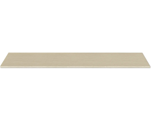 Regalbrett in hellem Beige, rechteckige Form, glatte Oberfläche.