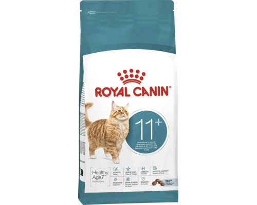 Royal Canin Katzenfutter für Senioren ab 11 plus Jahren, unterstützt Nierenfunktion, gesundes Fell, Beweglichkeit und Verdauung.