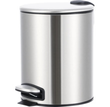 Treteimer aus Edelstahl mit Fußpedal und Deckel.