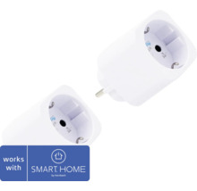 Zwei weiße Smart-Zwischenstecker, kompatibel mit SMART HOME by hornbach.