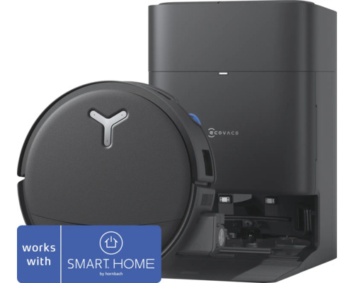 Ecovacs Saugroboter mit Absaugstation, Ecovacs Logo, kompatibel mit SMART HOME by hornbach.