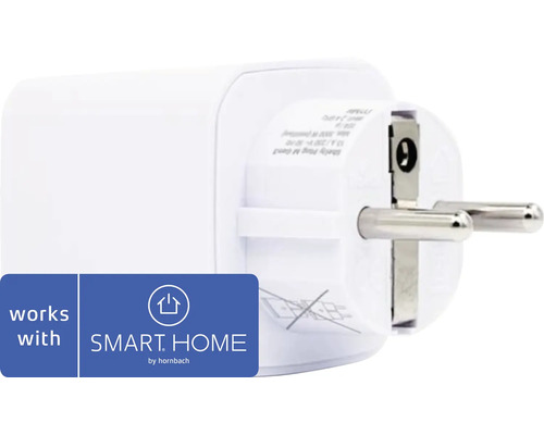Kompakter smarter Steckdosenadapter, SMART HOME by hornbach Logo.
