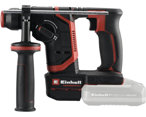 Einhell Professional Akku-Bohrhammer mit bürstenlosem Motor, Zusatzhandgriff und Tiefenanschlag inklusive Akku.